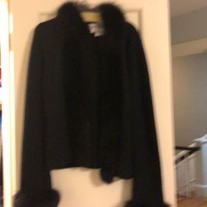 Carlisle black cardigan with fur